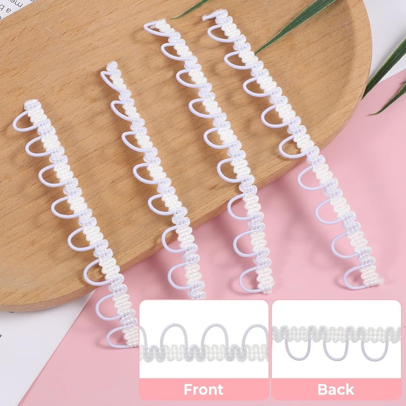 Fyntave 10 Yards Braid Trim with Elastic Button Loop White Dress Zipper Extender Sewing Embellishment Bridal Button Loops Upholstery Sewing Braid for Wedding Dress Corset DIY Crafts Jewelry Home Decor - Image 3